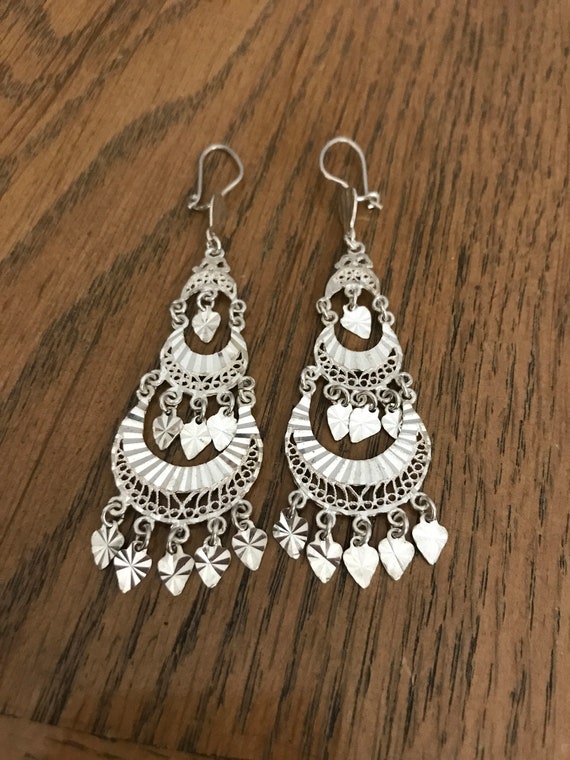 Sterling Silver Dangle 3” Earrings