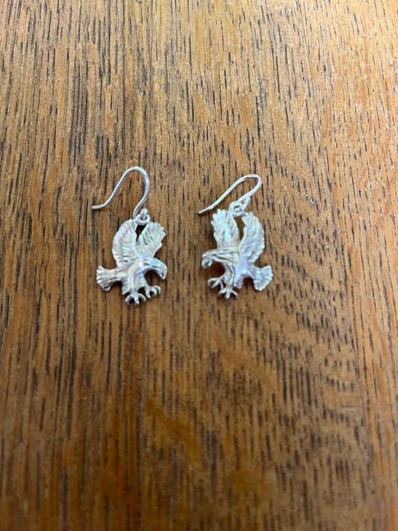 Sterling Silver Eagle Dangle Earrings - image 1