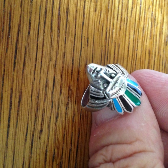 Sterling Silver and Enamel Native American Chief … - image 3