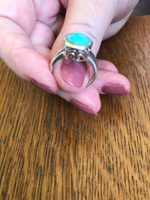 Sterling Silver and Turquoise Ring, size 8 - image 4