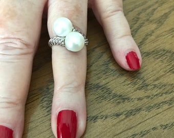 Sterling Silver and Pearl Ring, size 7