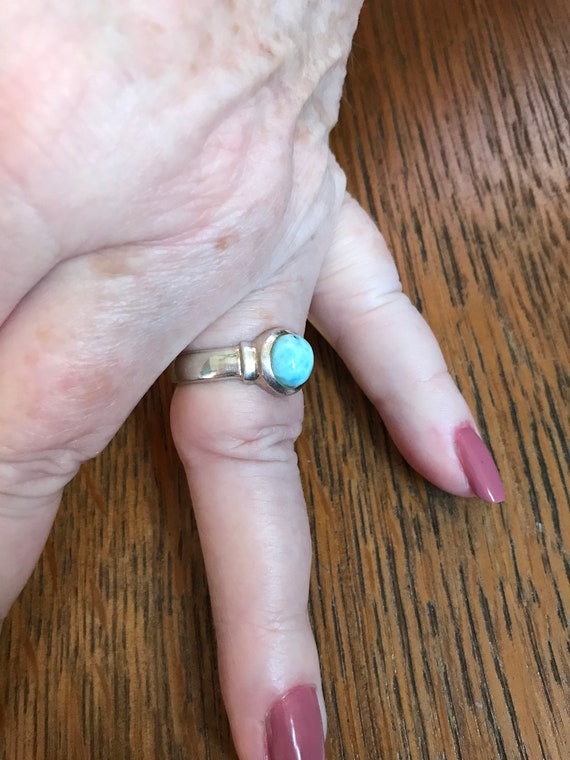 Sterling Silver and Larimar Ring, size 9 1/4 - image 2
