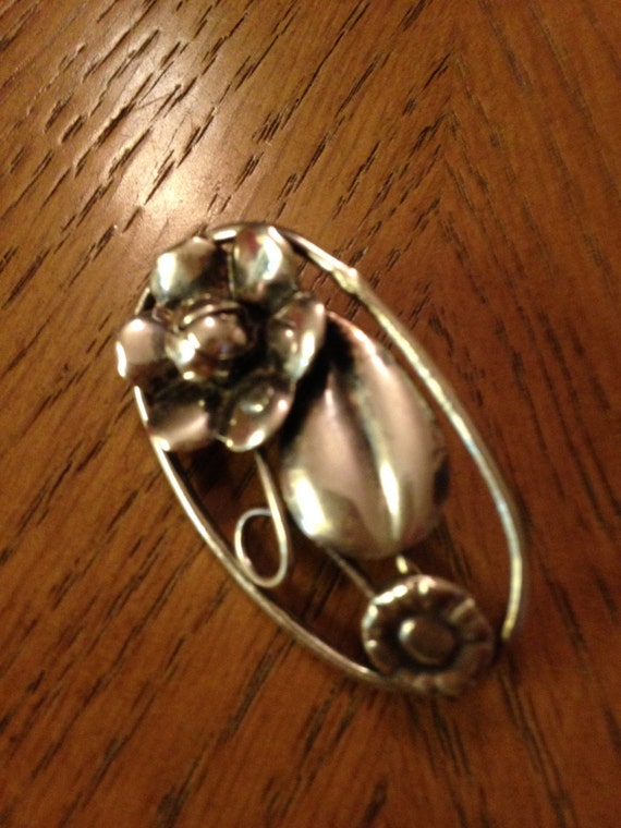 Raffaele Sterling Silver Floral Brooch - image 3