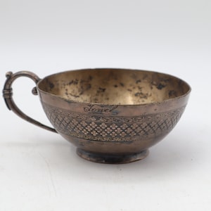 Antique Christofle Paris 1800s Silver Plated Brass Tea Cup Free Shipping