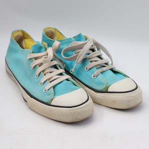 Vintage Converse All Star Chuck Taylors Made in USA Baby Blue Turquoise Men&#39;s Sneakers Shoes 9 1/2