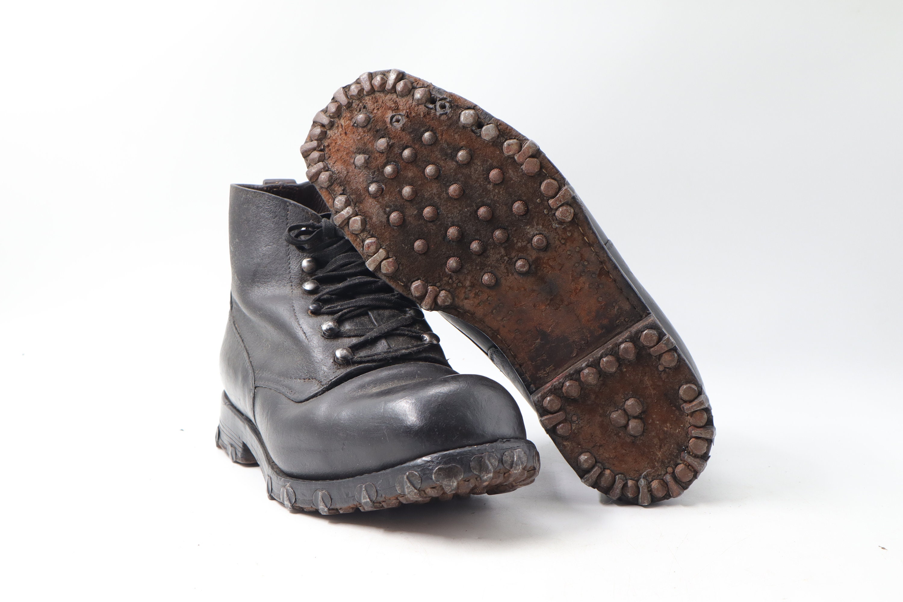 Vintage Swiss WWII Leather Mountain Boots Tricouni Hobnail 1940s FREE SHIPPING Etsy Canada