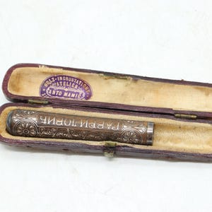 Antique Wooden Cigarette Holder With Silver Inlay 1800s True Masterpiece Historical Piece