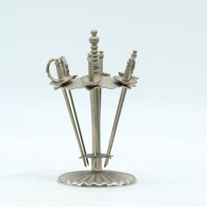 Vintage Toledo Made in Spain 1970s Swords on Stand Cocktail Sticks Set of 6