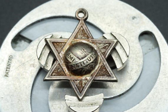 Antique Solid Silver Masonic Pendant - "AMI Insti… - image 1