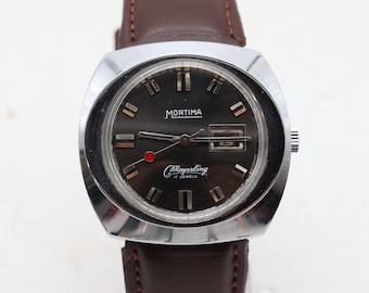 MORTIMA WATCH ビンテージ自動巻き腕時計 ブラックダイヤル スイス製