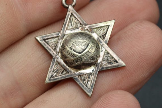 Antique Solid Silver Masonic Pendant - "AMI Insti… - image 4