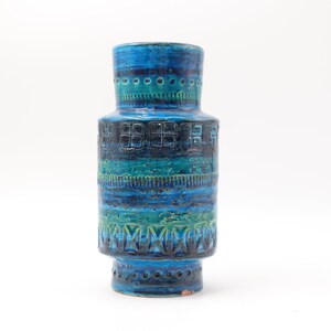 Cer Paoli Bitossi Aldo Londi Rimini Blue Hand Made Mid Century Ceramic Vase Made in Italy