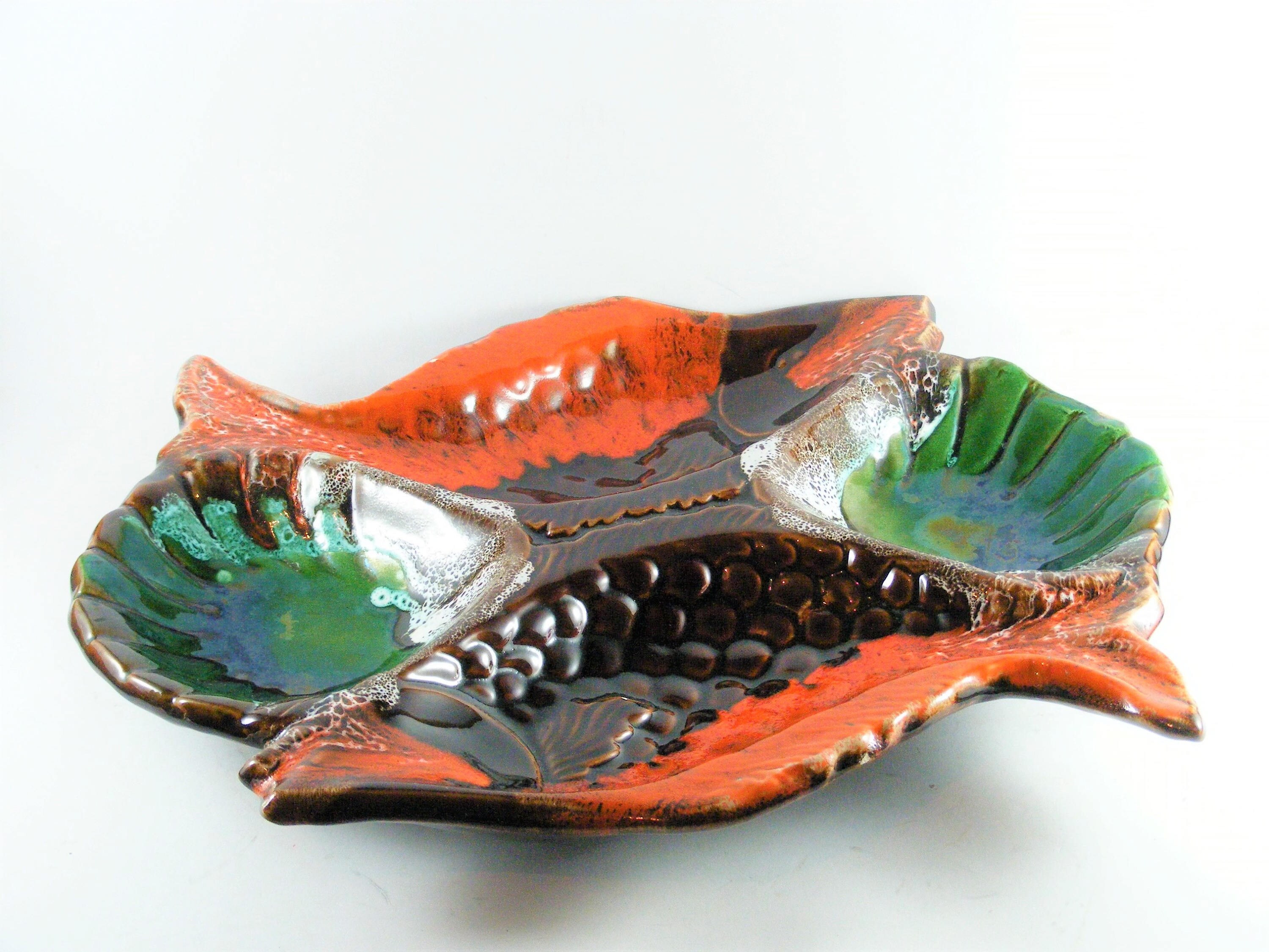Unique Vintage Spanish Ceramic Glazed Serving Tray Fish Etsy