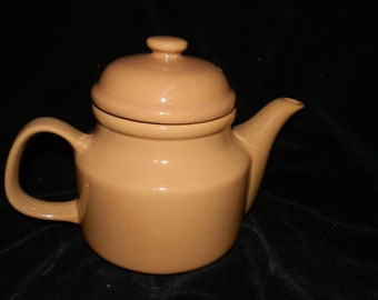 Vintage, Keramik, Hellbraun, 2 Tasse, bezogen, Teekanne