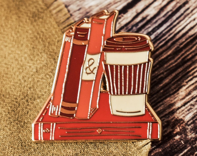 Coffee and Books Bookish Enamel Pin - Literary Gifts for Book Lovers