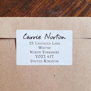 Pegatinas de remitente con nombre personalizado: suministros personalizados para pequeñas empresas, etiquetas de remitente, pegatinas de dirección modernas y minimalistas.