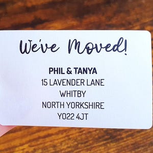 Custom We've Moved-adresstickers - verhuislabels, gepersonaliseerd adreslabel nieuw huis, retouradreslabel nieuwe familie