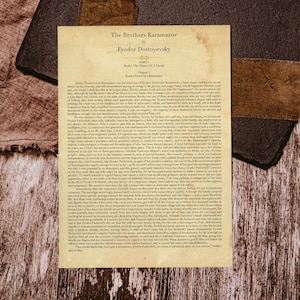 The Brothers Karamazov by Fyodor Dostoyevsky First Chapter Book Page Literary Wall Art Print