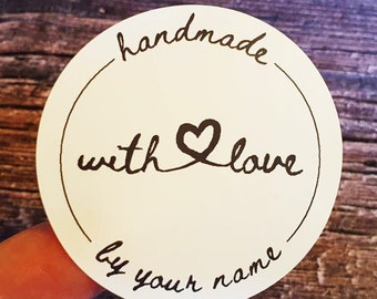 Custom 2 inch Handmade By With Love Small Business Label Stickers