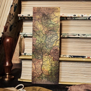 Marcador de mapa de literatura francesa - Regalos literarios para ratones de biblioteca, regalos para amantes de los libros, mapa de Francia, regalos del Día de la Madre, marcador para libros, accesorios