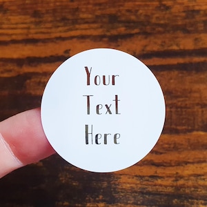 35 x Adesivos de texto personalizados com folha - Personalize seu texto aqui Etiquetas, Adesivos de círculo personalizados com folha real, Etiquetas de pequenas empresas de fonte