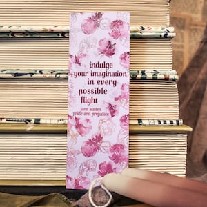 Pride and Prejudice Floral Bookmark for Books - Jane Austen Book Quote Bookmark, Literary Gifts for Book Lovers, Bookish Bookmarks