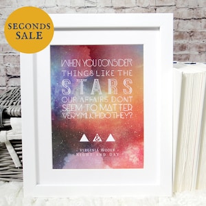 SECONDS Virginia Woolf Motivational Quote Wall Art - Literary Gifts for Book Lovers Bookworm Gifts Dorm Decor Office Cubicle Decor Geek