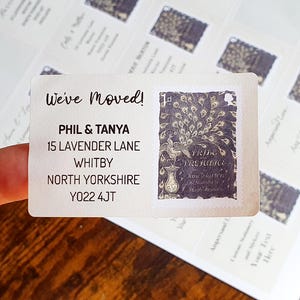 Aangepaste adresstickers We've Moved - Pride and Prejudice Vintage stijl postzegel verhuizen Gepersonaliseerd nieuw huisadreslabel