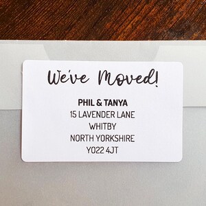 Custom We've Moved-adresstickers - verhuislabels, gepersonaliseerd adreslabel nieuw huis, retouradreslabel nieuwe familie