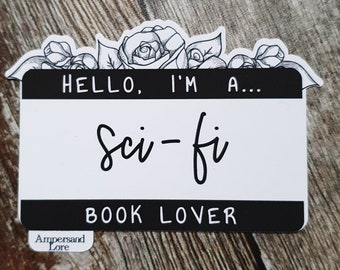 Hello I'm A... Black and White Floral Book Lover Vinyl Sticker