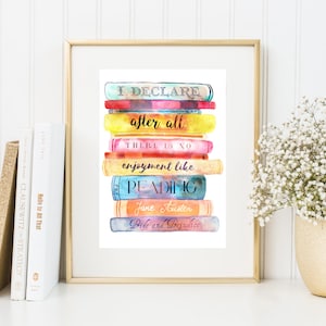 Jane Austen Bookish Decor - Pride and Prejudice Wall Art Print Cubicle Decor, Literary Gift for Book Lovers, Book Quote Art Print Dorm Decor