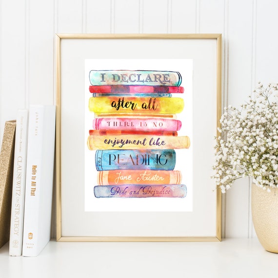 Jane Austen Bookish Decor Pride and Prejudice Wall Art Print