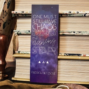 SECONDS Friedrich Nietzsche Literary Quote Bookish Bookmark for Books - Galaxy Bookmarks, Literary Gifts for Book Lovers, Gifts for Readers