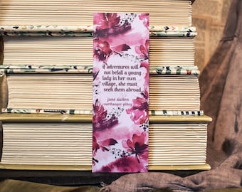 Jane Austen Floral Bookmark for Books - Northanger Abbey Book Quote Bookmark, Literary Gifts for Book Lovers, Bookish Bookmarks
