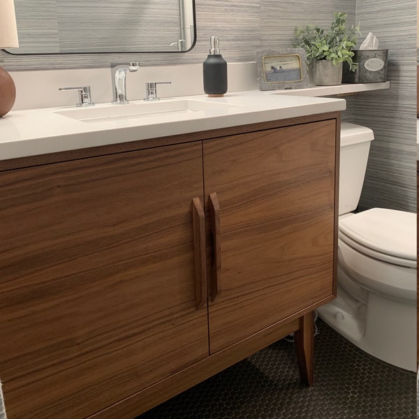 40" Mid Century Bathroom Vanity Cabinet - Single Sink, 2 Doors, No Drawers - Customize to Your Unique Style - For New Home Build or Remodel
