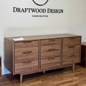 Handmade Mid Century Modern 9 Drawer Dresser, 72&quot; Custom Wood Bedroom Dresser, USA Made