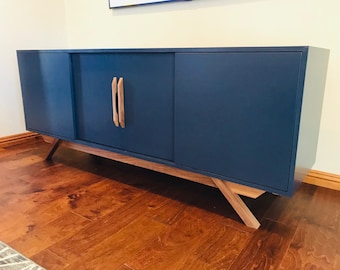 72" Mid Century TV Console/ Credenza Cabinet - 4 Doors, No Drawers - Customize to Your Unique Style