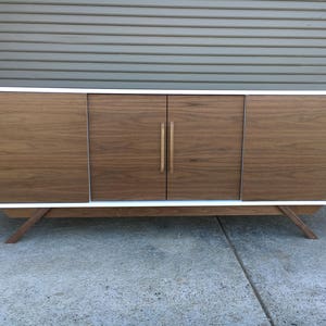 72&quot; Bespoke Statement Credenza - 4 Doors, No Drawers - White & Walnut