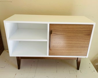 FREE SHIPPING~ NEW Hand Built Mid Century Inspired Two Tone Entry Cabinet / Buffet / Liquor Cabinet!