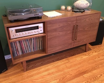 60" TV/ Record Console - Mid Century Style in Walnut