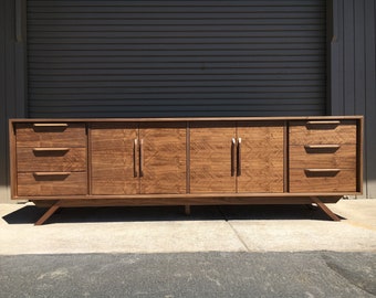 96" Mid Century Custom Sideboard/ Credenza - 4 Doors,  6 Drawers - Customize to Your Unique Style