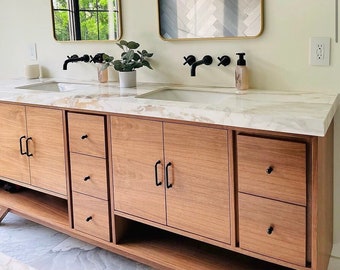 85" Mid Century Bathroom Vanity Cabinet - Dual Sink, 4 Doors, 7 Drawers - Customize to Your Unique Style - For New Home Build or Remodel