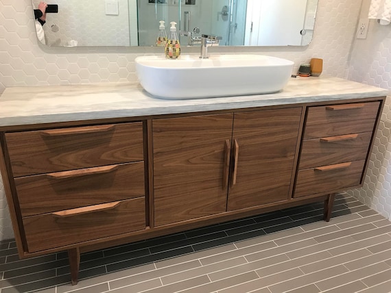 72 Mid Century Bathroom Vanity Cabinet Single Sink 2 Doors 6