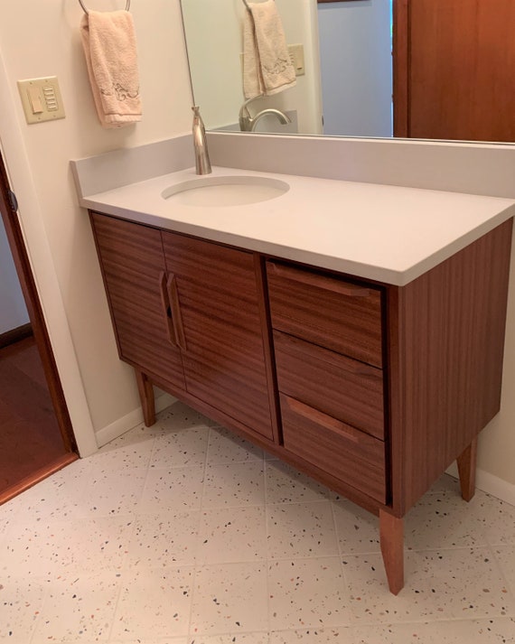 Mueble de Baño MIDI 50 1 cajón y 1 puerta con lavabo sobre encimera y patas