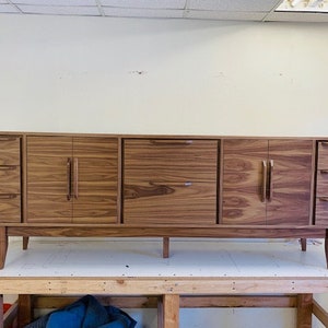 FREE SHIPPING ~ 96" Mid Century Style walnut TV Cabinet / Buffet / Liquor Cabinet / Credenza