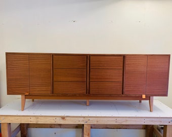 NEW Hand Built Mid Century Style 84" Buffet / Credenza / TV Stand / Dresser in Mahogany - Custom Sizing Available!