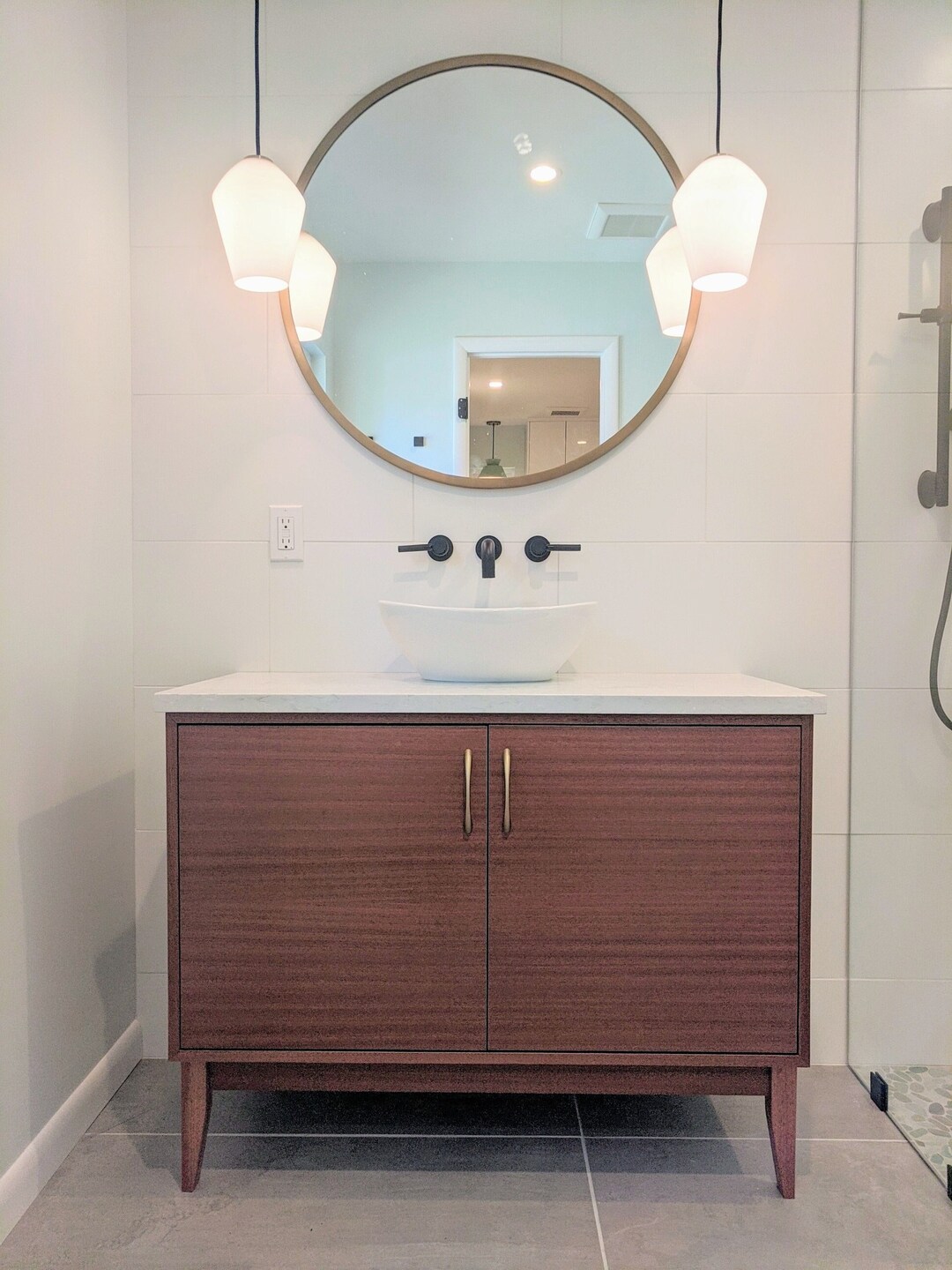 42 Mid Century Bathroom Vanity Cabinet Single Sink, 2 Doors, No Drawers ...