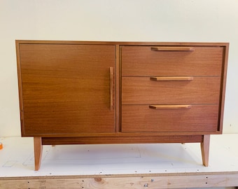 48" Mid Century Bathroom Vanity Cabinet - Left Offset Single Sink, 1 Door, 3 Drawers - Customize to Your Unique Style