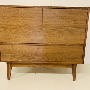 NEW Hand Built Mid Century Style Double Door Buffet / Entry Cabinet in Walnut Straight Leg Base FREE SHIPPING image 4