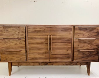 60" Mid Century Bathroom Vanity Cabinet - Single Sink, 2 Doors, 6 Drawers - Customize to Your Unique Style - For New Home Build or Remodel